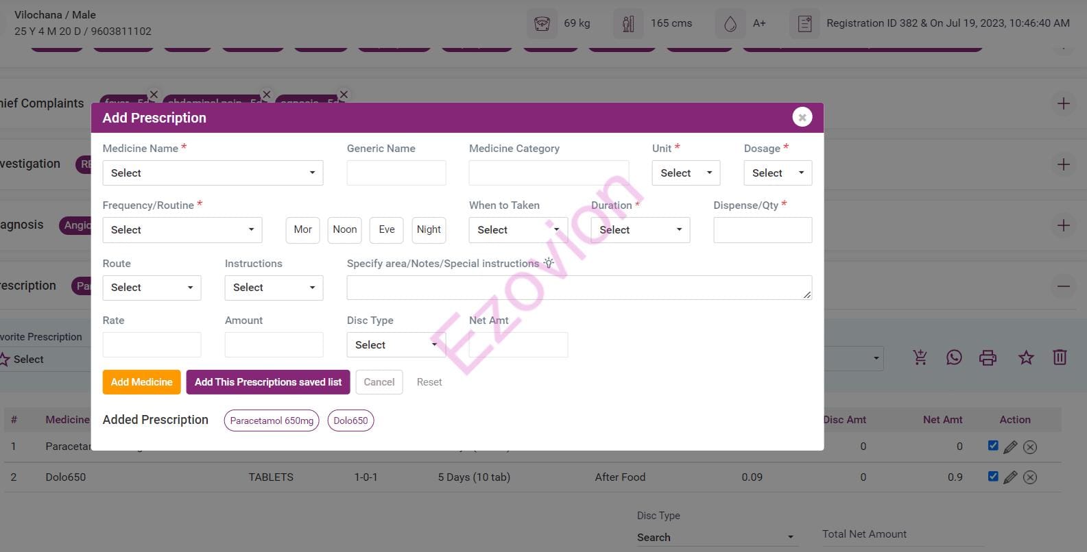 Electronic Health Record prescription